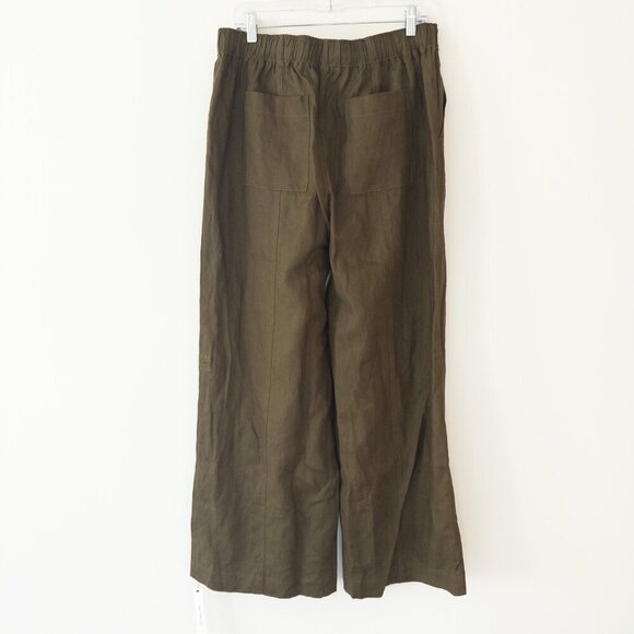 NWT Reformation Declan Linen Pants in Dark Olive, Size Large - Picture 6 of 12
